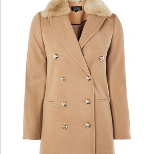 Topshop Nina Faux Fur Double Breasted Coat